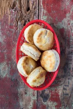 Top view red basket of biscuits Stock Photos