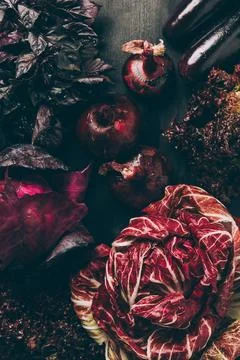 Top view red cabbage salad Stock Photos