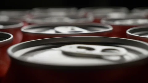 Top view of red can of soda or beer rotate background Stock Footage 106740102