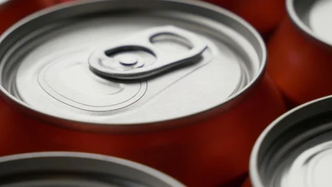 Top view of red can of soda or beer rotate background Stock Footage 106740588