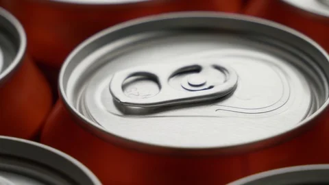 Top view of red can of soda or beer rotate background Stock Footage 106740714