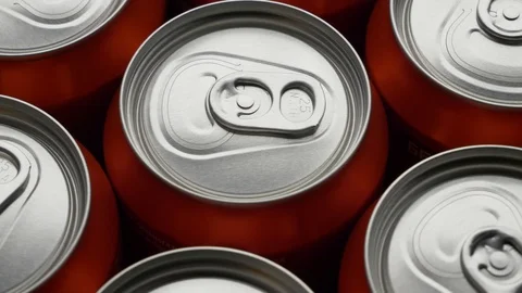 Top view of red can of soda or beer rotate background Stock Footage 106740909