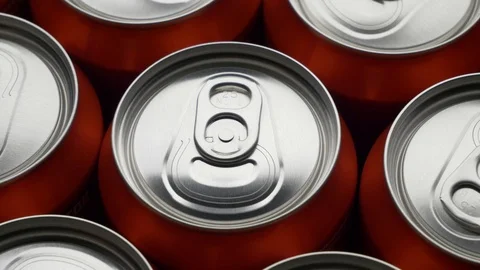 Top view of red can of soda or beer rotate background Stock Footage 106741038