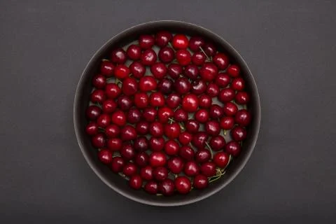 Top view of red cherries 스톡 사진
