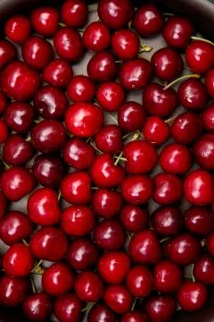 Top view of red cherry texture Foto stock