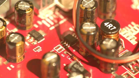 Top view of a red circuit board Stock Footage 62082840