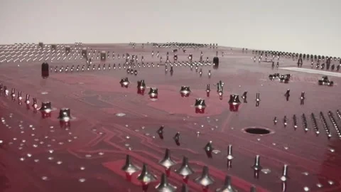 Top view of a red circuit board with silver electronic components Stock Footage 345398955