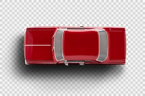 Top view of a red colored muscle model toy car photographed on a transparen.. Stock Illustration