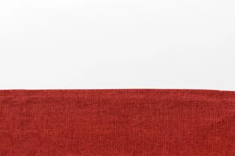 Top view with red empty kitchen napkin isolated on table background. Folded.. Stock Photos