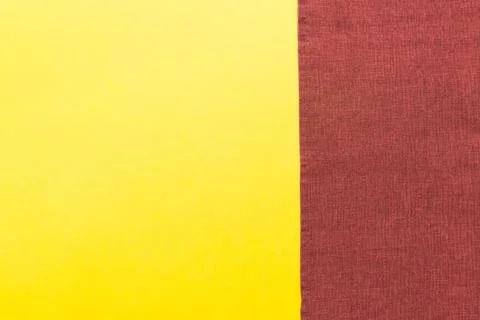 Top view with red empty kitchen napkin isolated on table background. Folded c Stock Photos