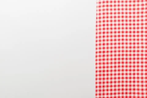 Top view with red empty kitchen napkin isolated on table background. Folded c Stock Photos
