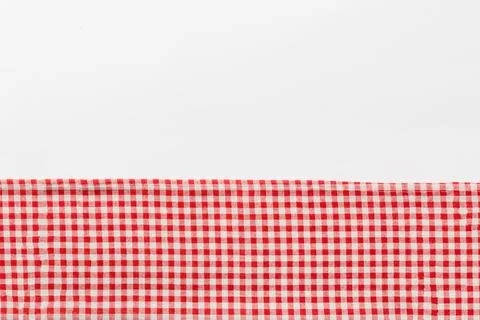 Top view with red empty kitchen napkin isolated on table background. Folded c Stock Photos