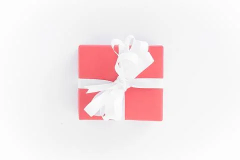 Top view red gift box Stock Photos