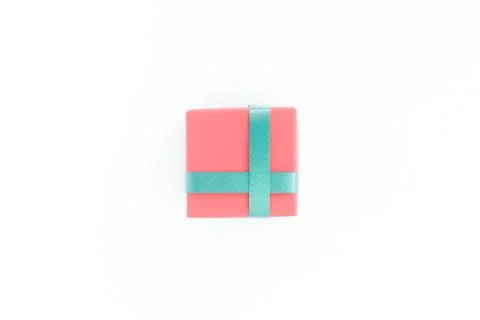 Top view red handmade gift box Stock Photos