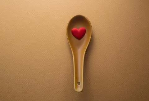 Top view of Red Heart shape in spoon Stock Photos