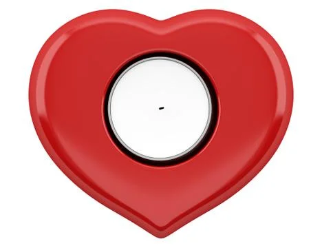 Top view of red heart-shaped candlestick with candle isolated on white backgr Illustrazione stock