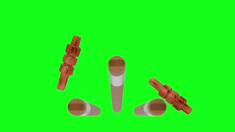 Top View Red Leather Cricket Ball Animation | Hitting Stumps 4K Green Screen Видео 340869338