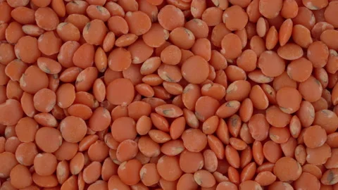 Top view of red lentils rotating. Closeup. Macro. Stock Footage 170455871