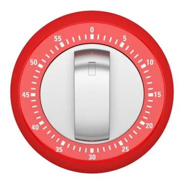 Top view of red modern kitchen timer isolated on white background Stock Illustration