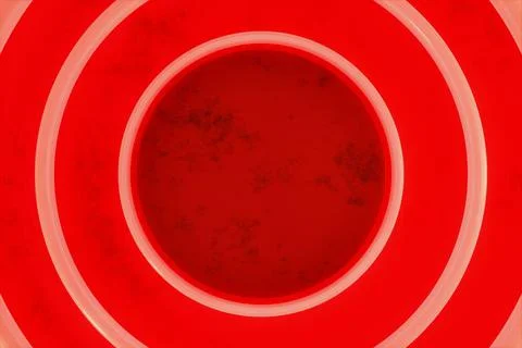 Top view of a red platform surrounded by symmetrical circles Stock Illustration
