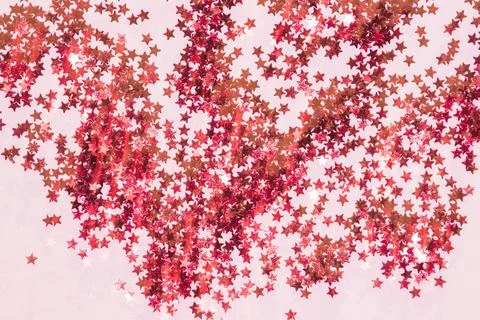 Top view red sequins pile Fotos de archivo