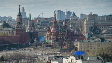 Top view of Red Square, spring, timelapse Video stock 166201884