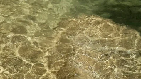 Top view of the reflection of sunlight glistening on the clear riverbed Stock Footage 321321672