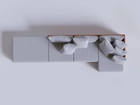 Top view render and realistic sofa Illustrazione stock