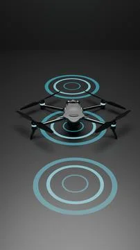 Top view render of drone with radar circle glowing effect Stock Illustration