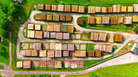 Top view of renewable timber resources supporting net zero construction. Stock Footage 340597198