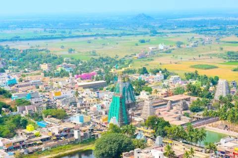 Top view renovation of Lord Bhakthavatsaleswarar Temple Gopura (tower) with t Stock Photos
