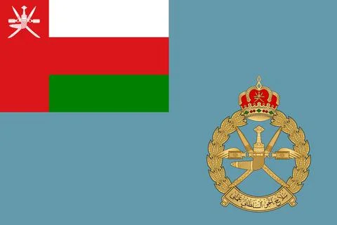 Top view retro of Air Force Ensign of Oman , with grunge texture. Oman  trave Stock Illustration