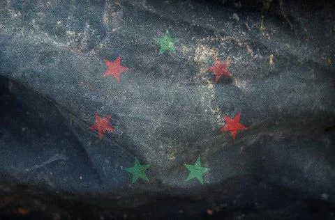 Top view retro flag of African Americans of Naval jack of Confederate states  Stock Illustration