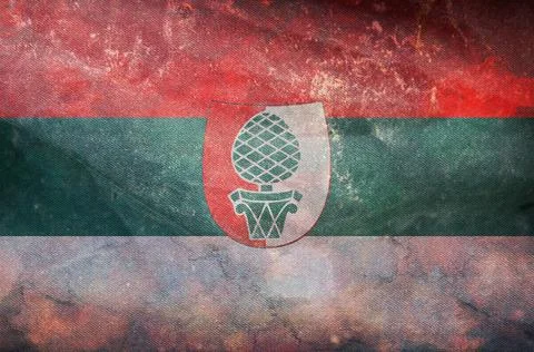 Top view of retro flag of Augsburg with grunge texture. Federal Republic of G Stock Illustration