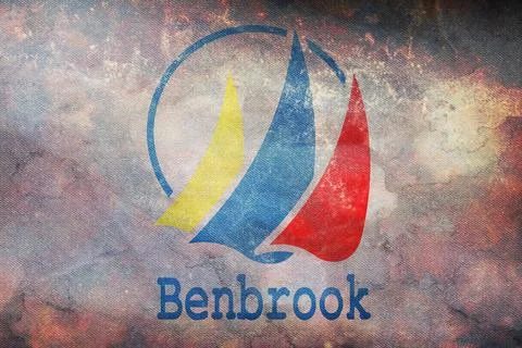 Top view of retro flag of Benbrook, Texas, untied states of America with grun Stock Illustration