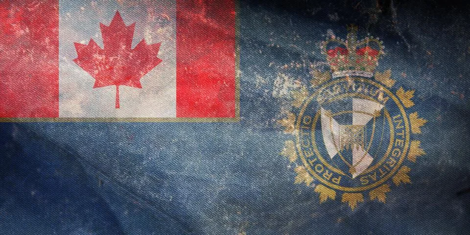 Top view of retro flag of Canada Border Services Agency, Canada with grunge t Stock Illustration