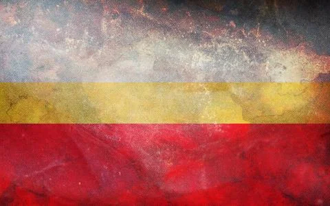 Top view of retro flag Lesser Poland Voivodeship, wojewodztwo malopolskie, Po Stock Illustration