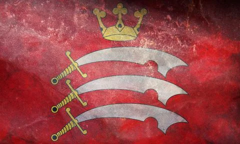 Top view of retro flag of Middlesex county with grunge texture no flagpole. P Stock Illustration