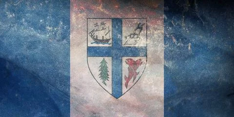 Top view of retro flag of New Westminster British Columbia, Canada with grung Stock Illustration