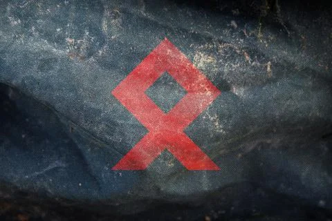 Top view of retro flag Order of Flemish Militants, Belgium with grunge textur Stock Illustration