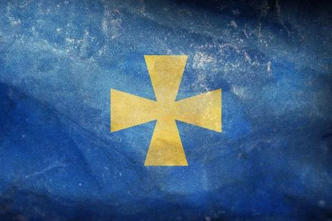 Top view of retro flag Poltava region, Ukraine with grunge texture. Ukrainian Stock Illustration