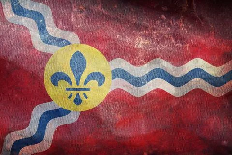 Top view of retro flag of St. Louis, Missouri, untied states of America with  Stock Illustration