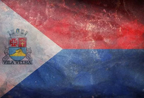 Top view of retro flag Vila Velha Espirito Santo , Brazil with grunge texture Stock Illustration