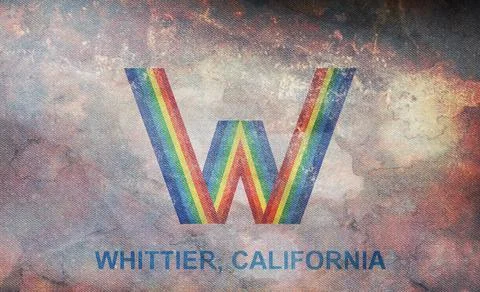 Top view of retro flag of Whittier, California, untied states of America with Stock Illustration