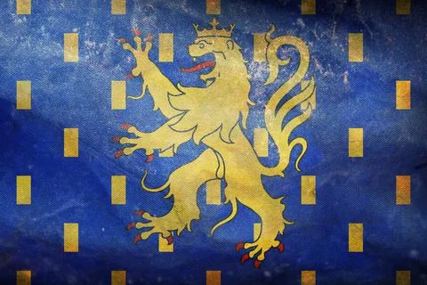 Top view of retroflag  Franche Comte, France with grunge texture. French patr Stock Illustration