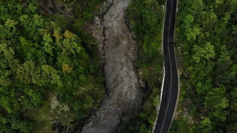 Top view of the river and asphalt road. Stock Footage 118160207