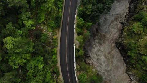 Top view of the river and asphalt road. Stock Footage 118160804