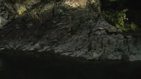 Top view of the river and rocky shores, mountain river of the Carpathians of Stock Footage 147874979