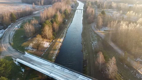 Top view of the river in autumn Stock Footage 144503213