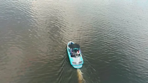 TOP VIEW River boat trip. Excursion program on a river ship. People enjoy the 動画素材 279720902